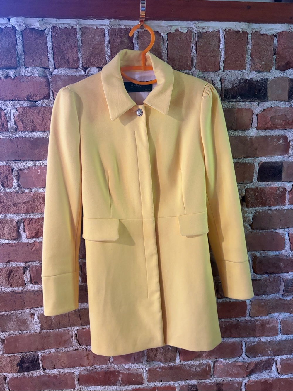 Zara Jewel-Button Yellow Coat